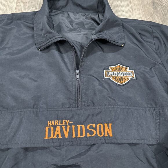 Harley Davidson 1/4 Zip Windbreaker Water Repellent Pullover Embroidered XL - Picture 3 of 7